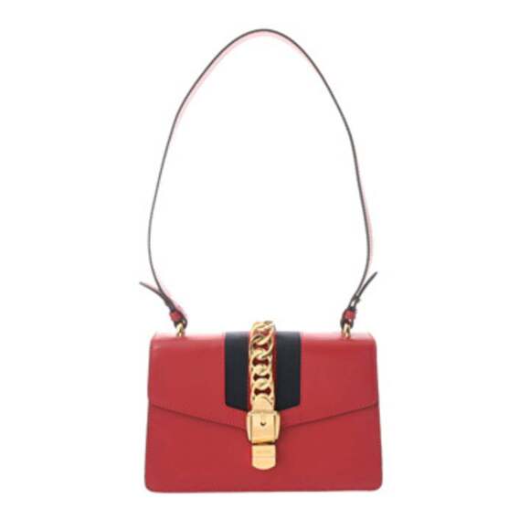 GUCCI Handbags - GUCCI Sylvie Red 421882 Women's Leather Canvas Shoulder Bag, AB Rank, Used, G...